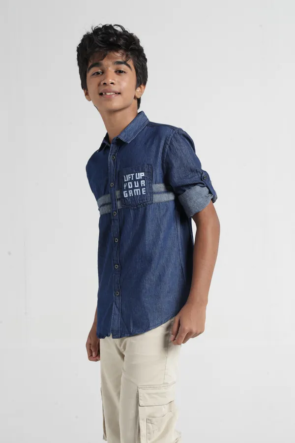 Under_Fourteen_Only_Boys_Blue_Solid_Casual_Hooded_Denim_Shirt_|_Full_Sleeves_Relaxed_Fit_Collared_Stretch_Denim_Shirt_with_Detachable_Hood,_HD_Logo_Print_&_Contrast_Tape_for_Kids