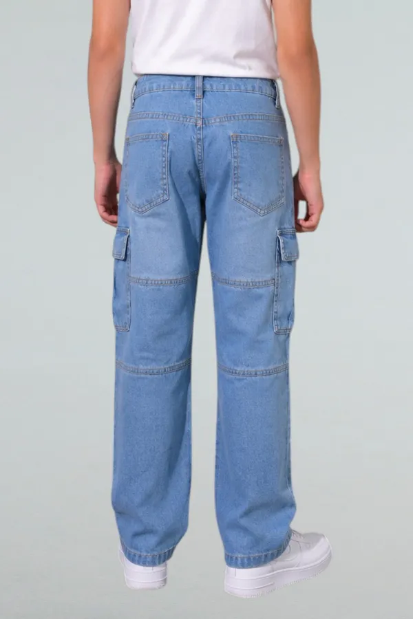 Under_Fourteen_Only_Boys_Ice_Blue_Textured_Cargo_Denim_Jeans_|_Cargo_Fit_Stretch_Denim_Pants_with_Utility_Pockets_&_Button_Closure_for_Kids