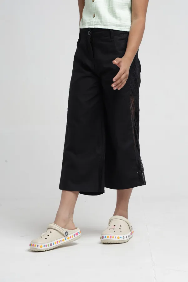 Under_Fourteen_Only_Girls_Black_Lace_Wide_Leg_Pants_|_Cotton_Twill_Trousers_with_Belt_Loops,_Button_Closure_&_Welt_Pockets_for_Kids