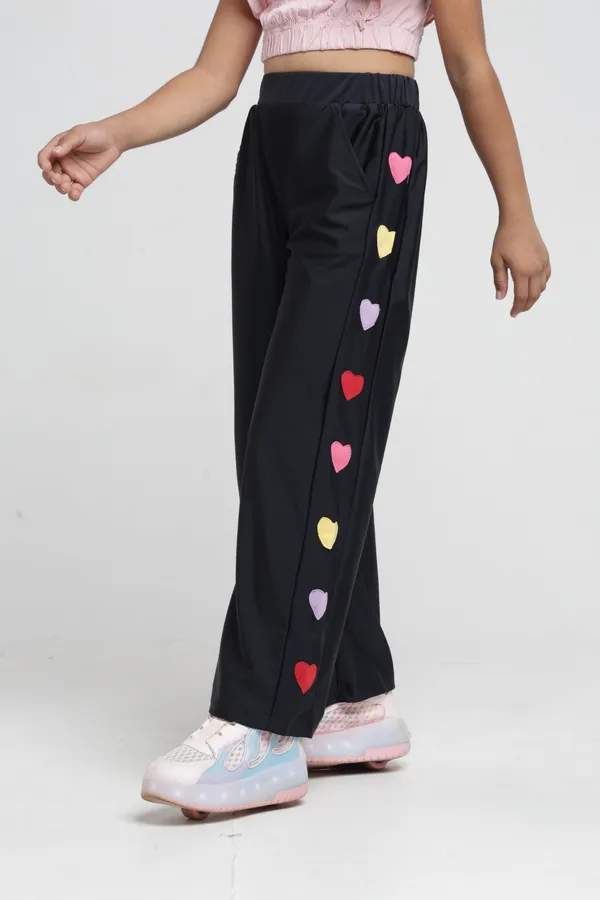 Under_Fourteen_Only_Girls_Black_Solid_Wide_Leg_Pants_|_Elastic_Waist_Polyester_Trousers_with_Heart_Print_Side_Panels_&_Side_Pockets_for_Kids
