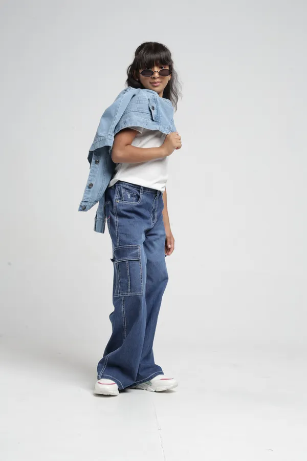 Under_Fourteen_Only_Girls_Light_Blue_Textured_Cargo_Denim_Jeans_|_Straight_Fit_Stretch_Denim_Pants_with_Utility_Pockets_&_Embroidery_Detail_for_Kids