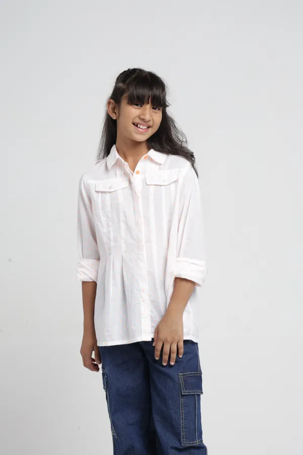 Under_Fourteen_Only_Girls_White_Solid_Casual_Top_|_Full_Sleeves_Regular_Fit_Collared_Button-Down_Top_with_Flap_Pockets_&_Pleated_Front_for_Kids