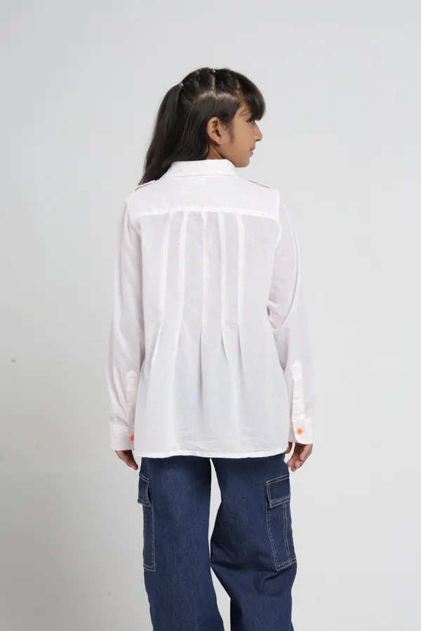 Under_Fourteen_Only_Girls_White_Solid_Casual_Top_|_Full_Sleeves_Regular_Fit_Collared_Button-Down_Top_with_Flap_Pockets_&_Pleated_Front_for_Kids