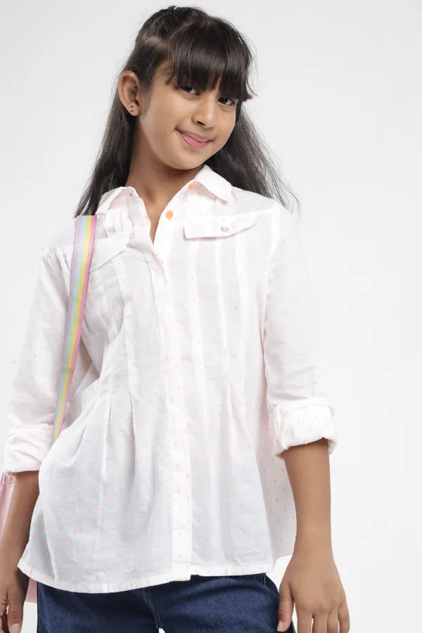 Under_Fourteen_Only_Girls_White_Solid_Casual_Top_|_Full_Sleeves_Regular_Fit_Collared_Button-Down_Top_with_Flap_Pockets_&_Pleated_Front_for_Kids