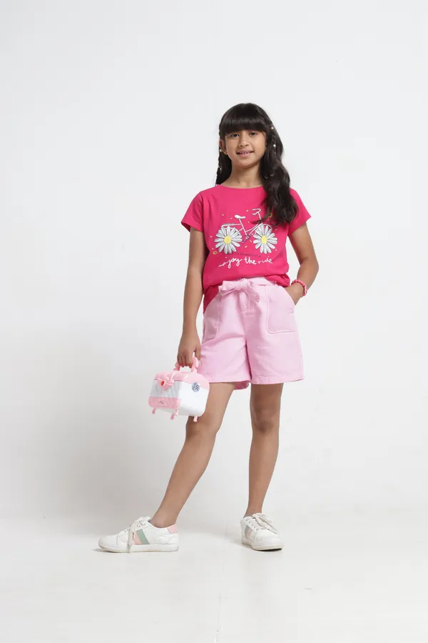 Girls_Cotton_Embroidery_On_Back_Patch_Pockets_Self_Fabric_Waistband_Belt_Hot_Shorts
