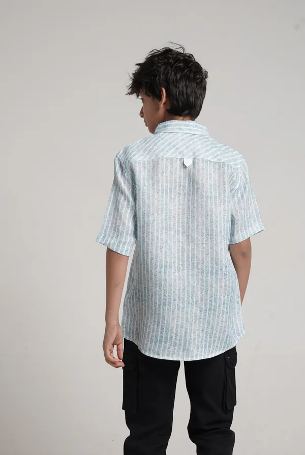Boys_Cotton_Slub_Y/D_Stripes_Contrast_Tape_on_Patch_Pocket_Half_Sleeve_Shirt