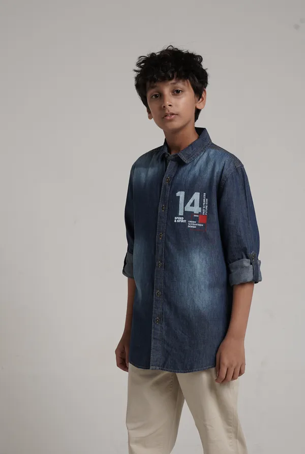 Under_Fourteen_Only_Boys_Blue_Textured_Casual_Hooded_Shirt_|_Full_Sleeves_Relaxed_Fit_Collared_Cotton_Dobby_Shirt_with_Detachable_Hoodie_for_Kids