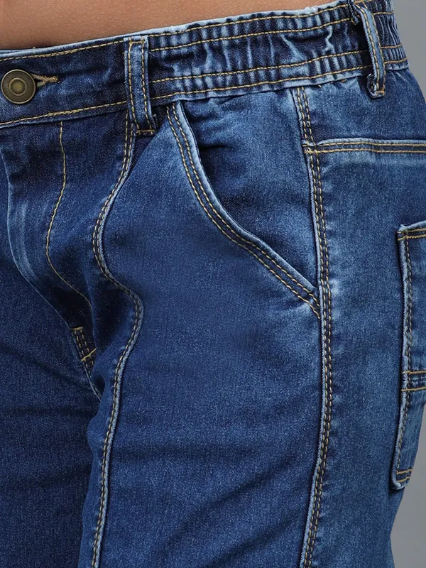 Cotton_Denim_Washed_Cargo_Pockets_Front_Cut_N_Sew_Elastic_Waistband_Baggy_Fit_Denim_Pants