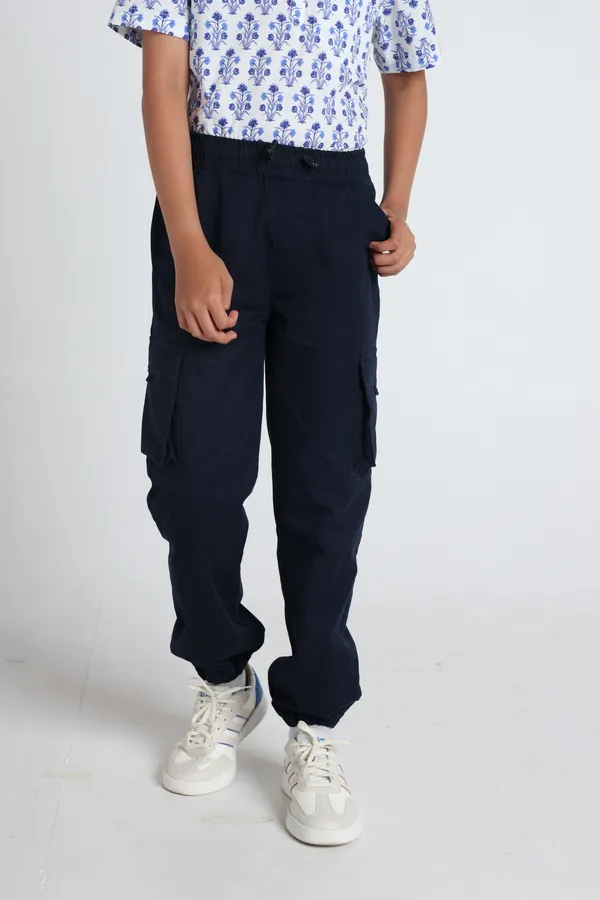 Under_Fourteen_Only_Boys_Navy_Textured_Cargo_Joggers_|_Cargo_Fit_Cotton_Lycra_Twill_Track_Pants_with_Elastic_Waist,_Drawstring_&_Cargo_Pockets_for_Kids