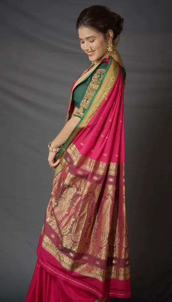 Pink_Radhika_Narayanpeth_Cotton_Saree_|_With_Unstitched_Blouse_Piece_For_Women
