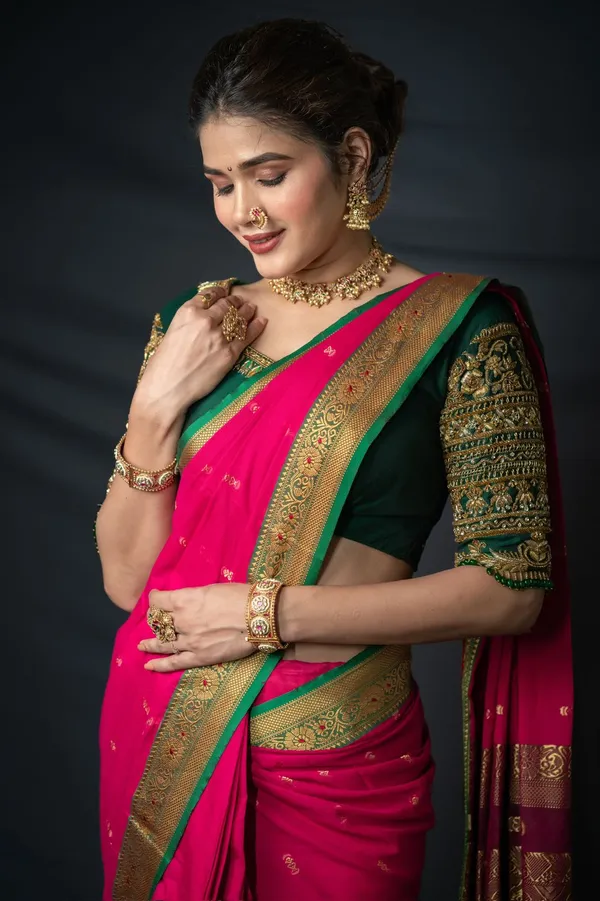 Pink_Radhika_Narayanpeth_Cotton_Saree_|_With_Unstitched_Blouse_Piece_For_Women