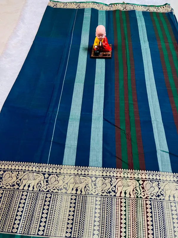 Blue_Khushi_Narayanpeth_Cotton_Saree_|_With_Unstitched_Blouse_Piece_For_Women