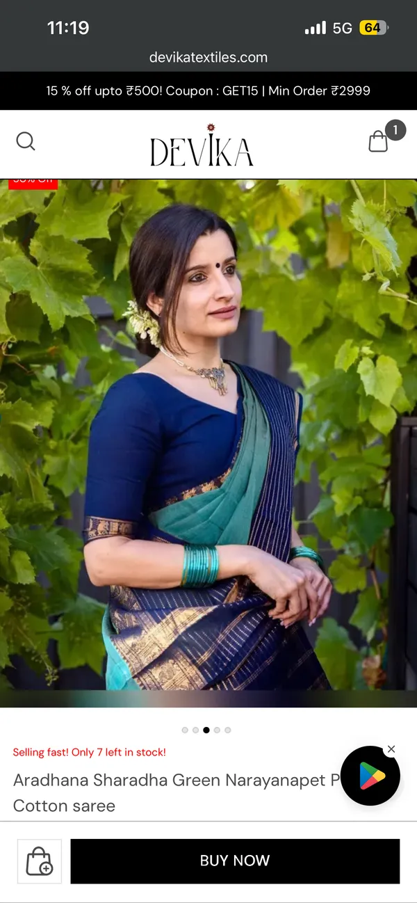 Teal_Green_Nalini_Narayanpeth_Cotton_Saree_|_With_Unstitched_Blouse_Piece_For_Women