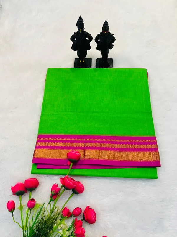 Parrot_Green_Akshata_Pure_Cotton_Saree_|_With_Unstitched_Blouse_Piece_For_Women