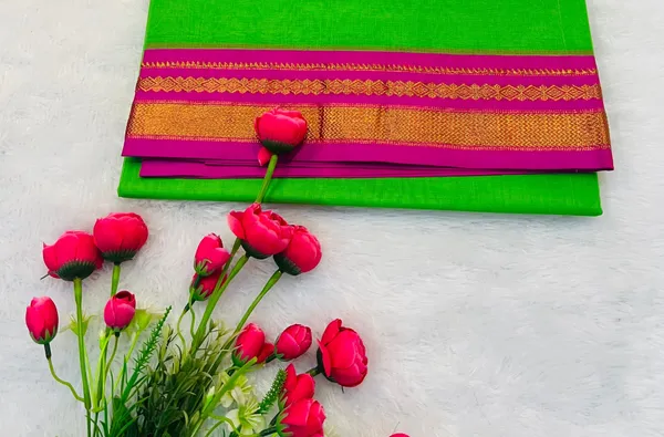 Parrot_Green_Akshata_Pure_Cotton_Saree_|_With_Unstitched_Blouse_Piece_For_Women
