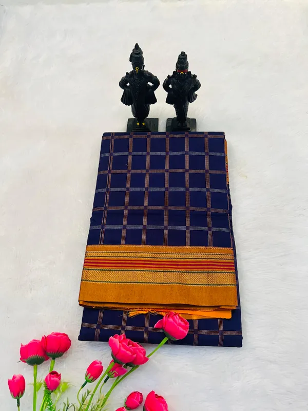 Blue_Anvita_Narayanpeth_Cotton_Saree_|_With_Unstitched_Blouse_Piece_For_Women