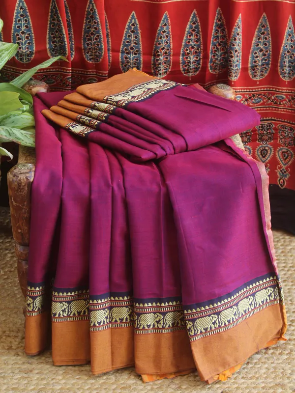 Magenta_Nidhi_Narayanpeth_Cotton_Saree_|_With_Unstitched_Blouse_Piece_For_Women