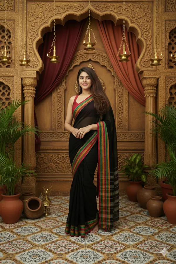 Black_Anamika__Narayanpeth_Cotton_Saree_|_With_Unstitched_Blouse_Piece_For_Women
