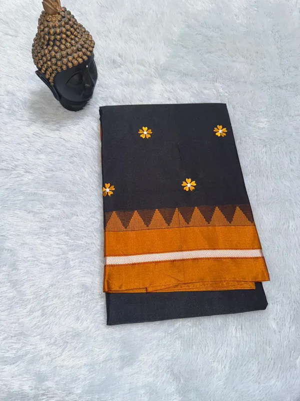 Black_Malini_Cotton_silk__Saree_|_With_Unstitched_Blouse_Piece_For_Women