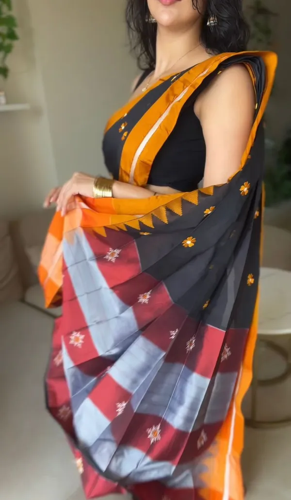 Black_Malini_Cotton_silk__Saree_|_With_Unstitched_Blouse_Piece_For_Women