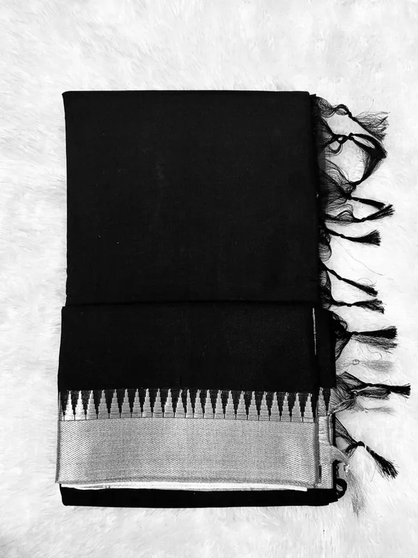 Black_Radha_Acrylic_Cotton_Saree_|_With_Unstitched_Blouse_Piece_For_Women