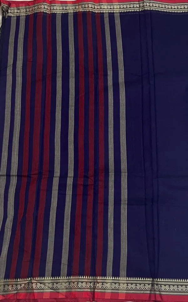 Blue_Viha_Narayanpeth_Cotton_Saree_|_With_Unstitched_Blouse_Piece_For_Women