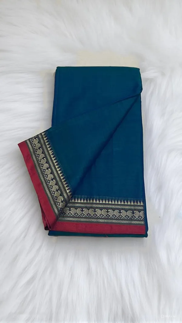Blue_Viha_Narayanpeth_Cotton_Saree_|_With_Unstitched_Blouse_Piece_For_Women