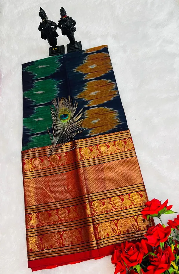 Royal_Blue_Agasti_Narayanpeth_Cotton_Saree_|_With_Unstitched_Blouse_Piece_For_Women