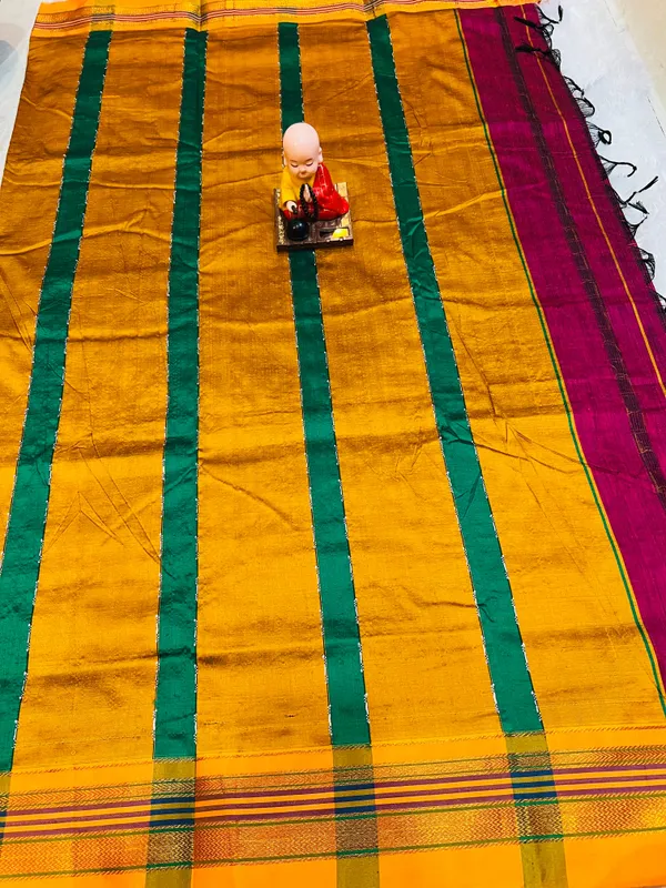 Magenta_Double_Zigzag_Masarised_Cotton_saree