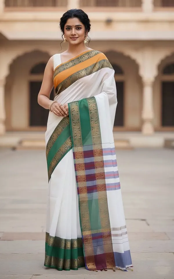 Bharat_Sutra_White__Narayanpeth_Cotton_Saree_|_With_Unstitched_Blouse_Piece_For_Women