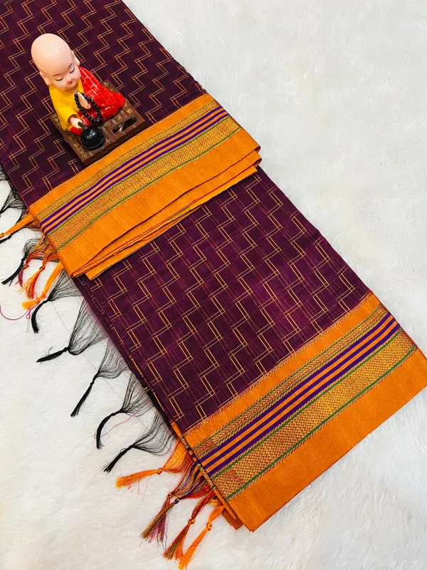 Double_Zigzag__Masarised_Cotton_saree_with_running_Blouse