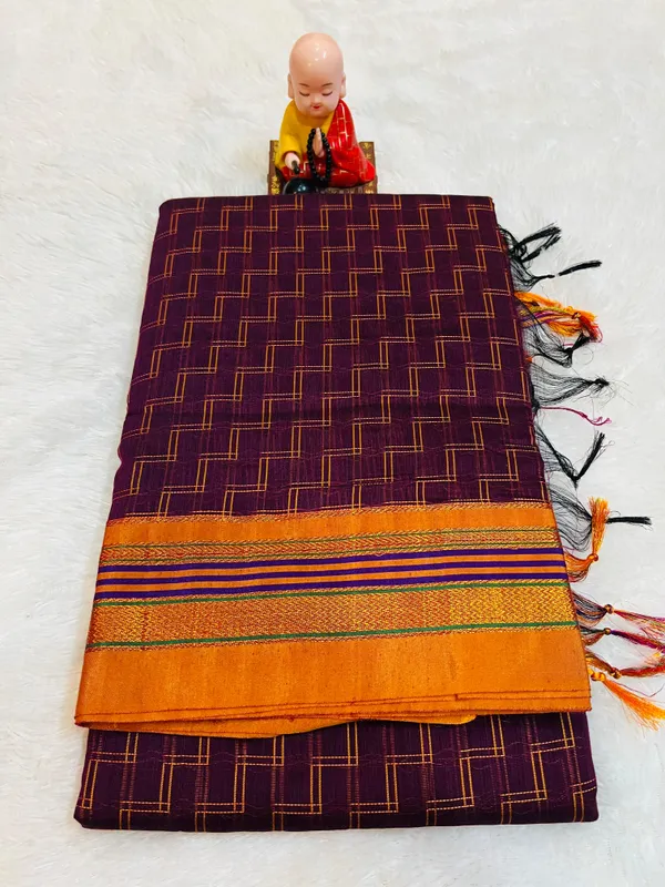 Double_Zigzag__Masarised_Cotton_saree_with_running_Blouse