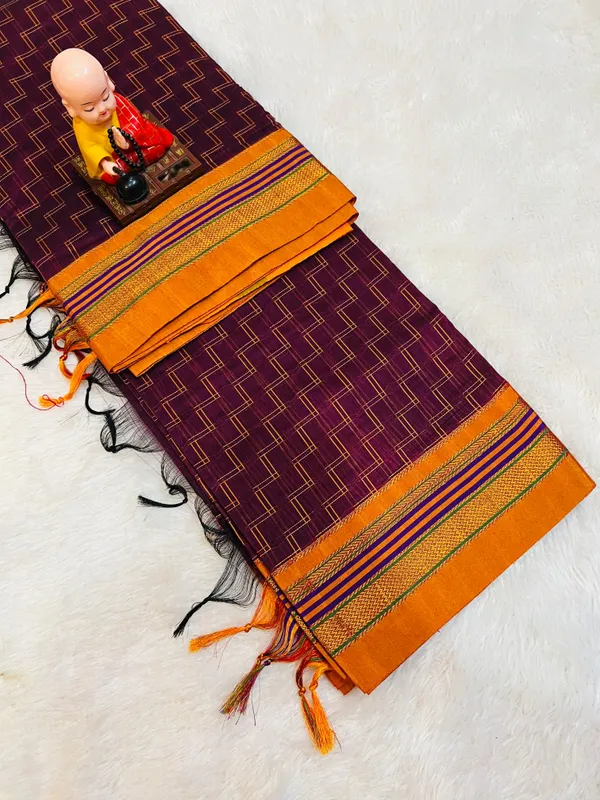 Double_Zigzag__Masarised_Cotton_saree_with_running_Blouse