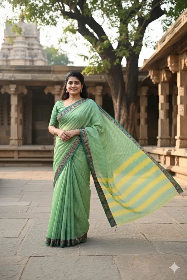 Dual_Shade_green_Veda_Narayanpeth__Cotton_Saree_|_With_Unstitched_Blouse_Piece_For_Women