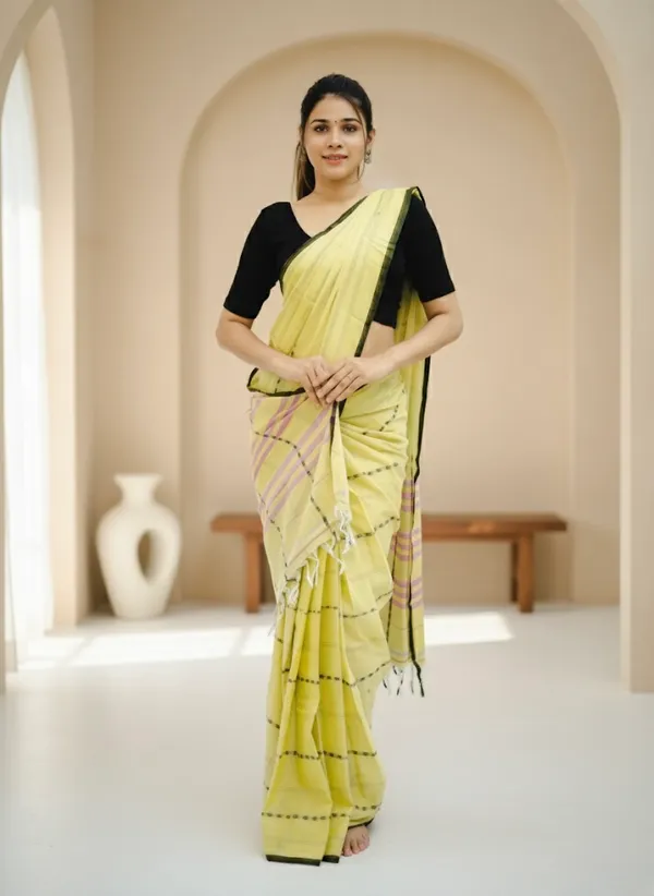 Light_Yellow_Rohini__Narayanpeth_Cotton_Saree_|_With_Unstitched_Blouse_Piece_For_Women
