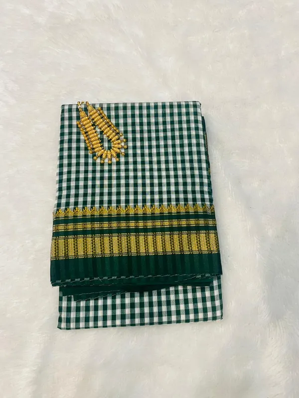 GreenTana_checks_Ilkal_Saree