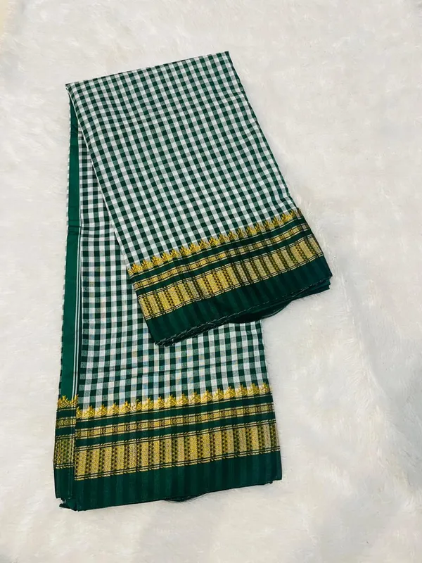 GreenTana_checks_Ilkal_Saree
