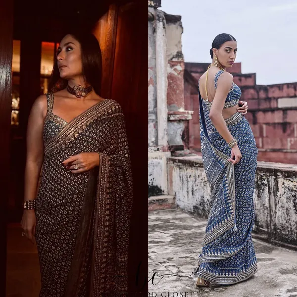 Kareen_rama_blue_Ajarakh_Saree|_with_unstitched_blouse