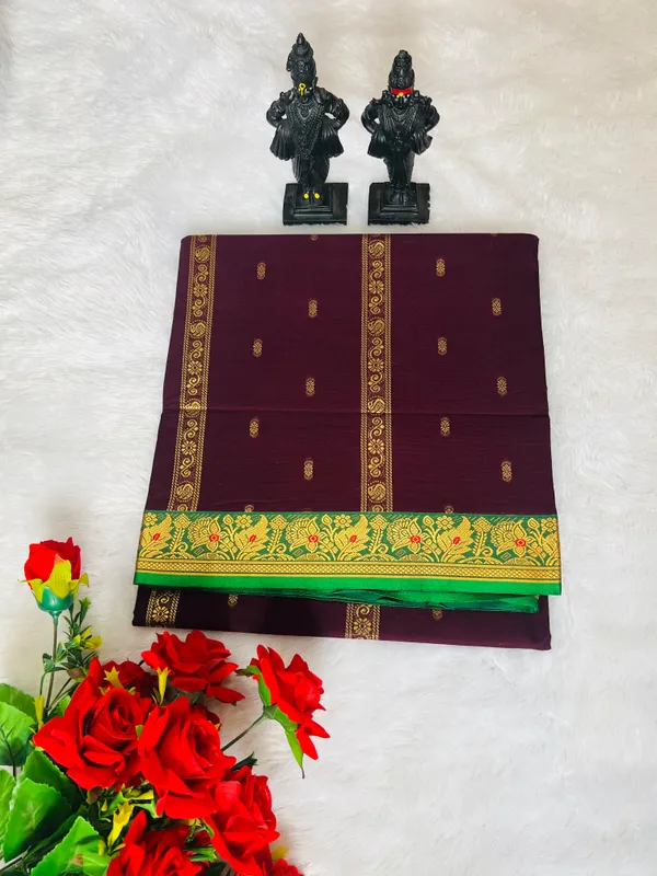 Chocolate_Kalanjali_Narayanpeth_Cotton_Saree_|_With_Unstitched_Blouse_Piece_For_Women