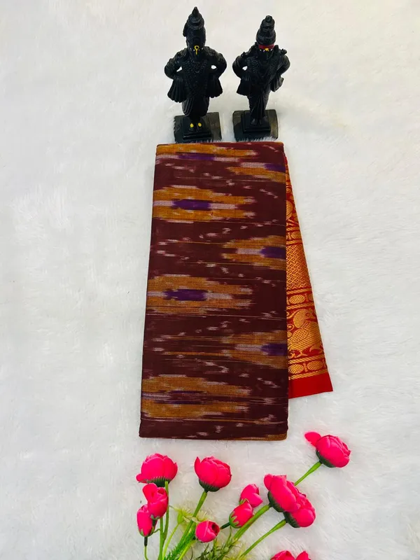 Chocolate_Agasti_Narayanpeth_Cotton_Saree_|_With_Unstitched_Blouse_Piece_For_Women