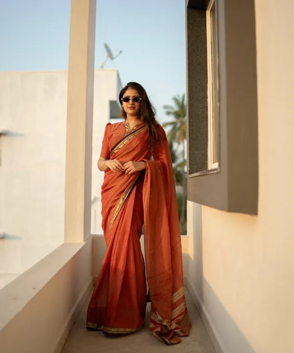 Orange_Raga_Narayanpeth_Cotton_Saree_|_With_Unstitched_Blouse_Piece_For_Women