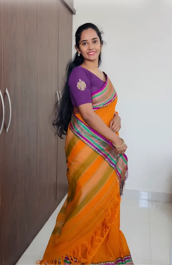Orange_Sanskriti_Narayanpeth_Cotton_Saree_|_With_Unstitched_Blouse_Piece_For_Women