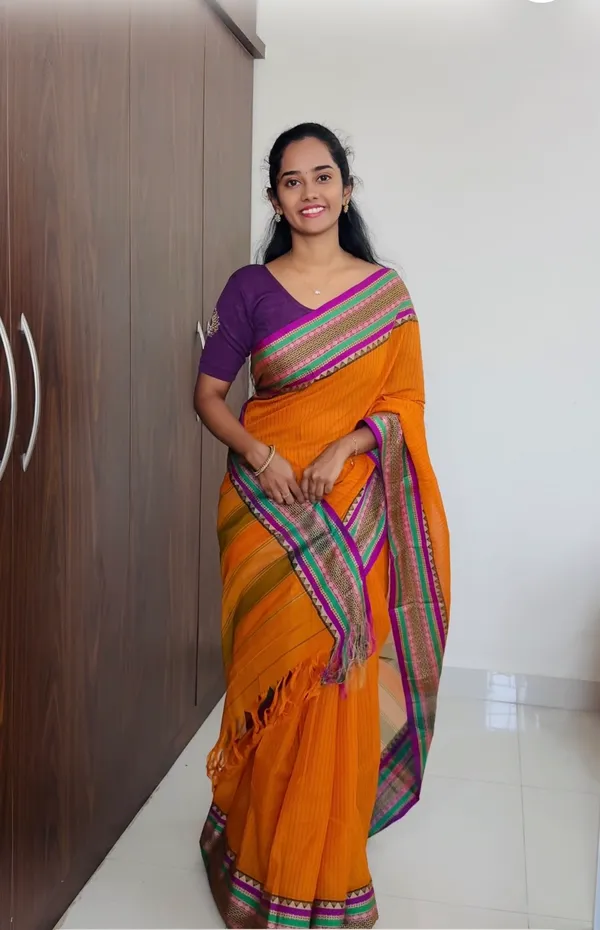 Orange_Sanskriti_Narayanpeth_Cotton_Saree_|_With_Unstitched_Blouse_Piece_For_Women