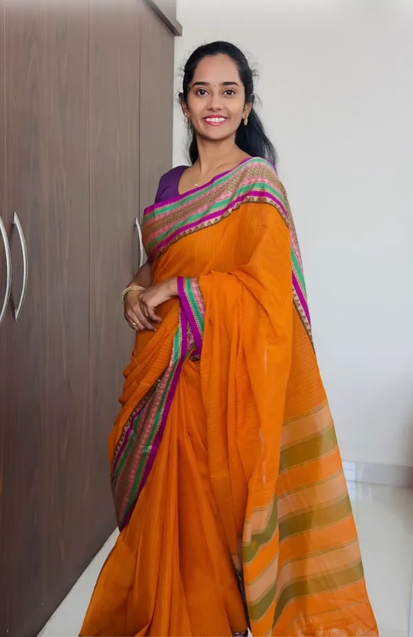 Orange_Sanskriti_Narayanpeth_Cotton_Saree_|_With_Unstitched_Blouse_Piece_For_Women
