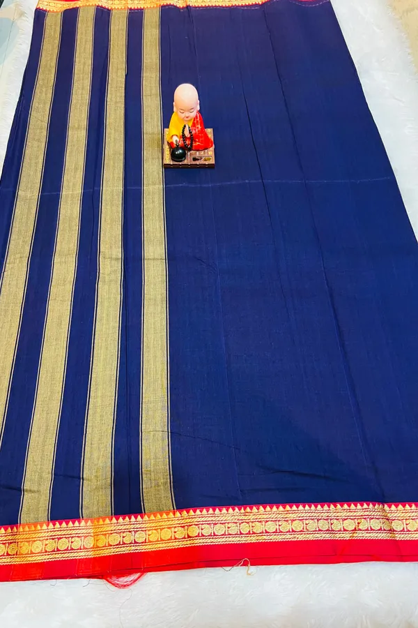Royal_Blue_Poorna_Narayanpeth_Cotton_Saree_|_With_Unstitched_Blouse_Piece_For_Women