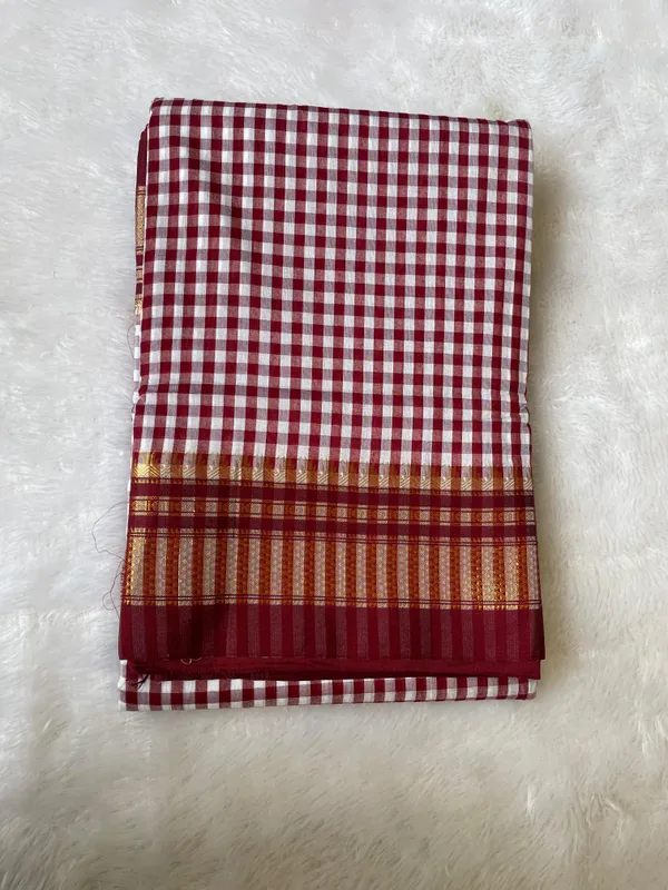 Chacolate_Tana_checks_Ilkal_Saree