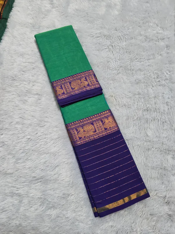 Teal_Green_Nalini_Narayanpeth_Cotton_Saree_|_With_Unstitched_Blouse_Piece_For_Women
