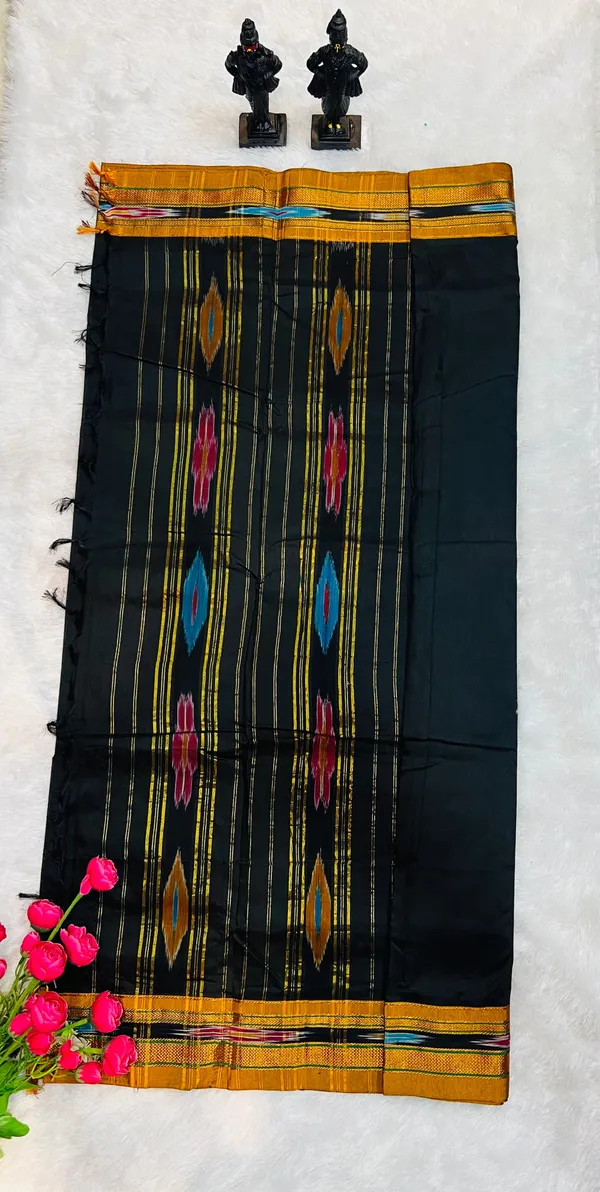 Black_Patola_Acrylic_Cotton_Saree_|_With_Unstitched_Blouse_Piece_For_Women