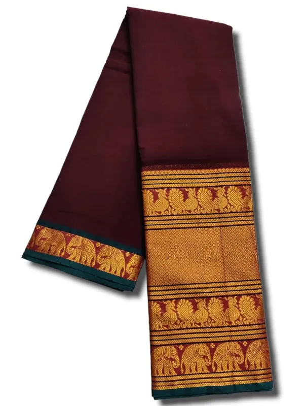 Chocolate_Ayodhya_Narayanpeth_Cotton_Saree_|_With_Unstitched_Blouse_Piece_For_Women