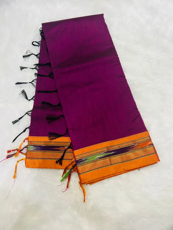 Magenta_Patola_Acrylic_Cotton_Saree_|_With_Unstitched_Blouse_Piece_For_Women